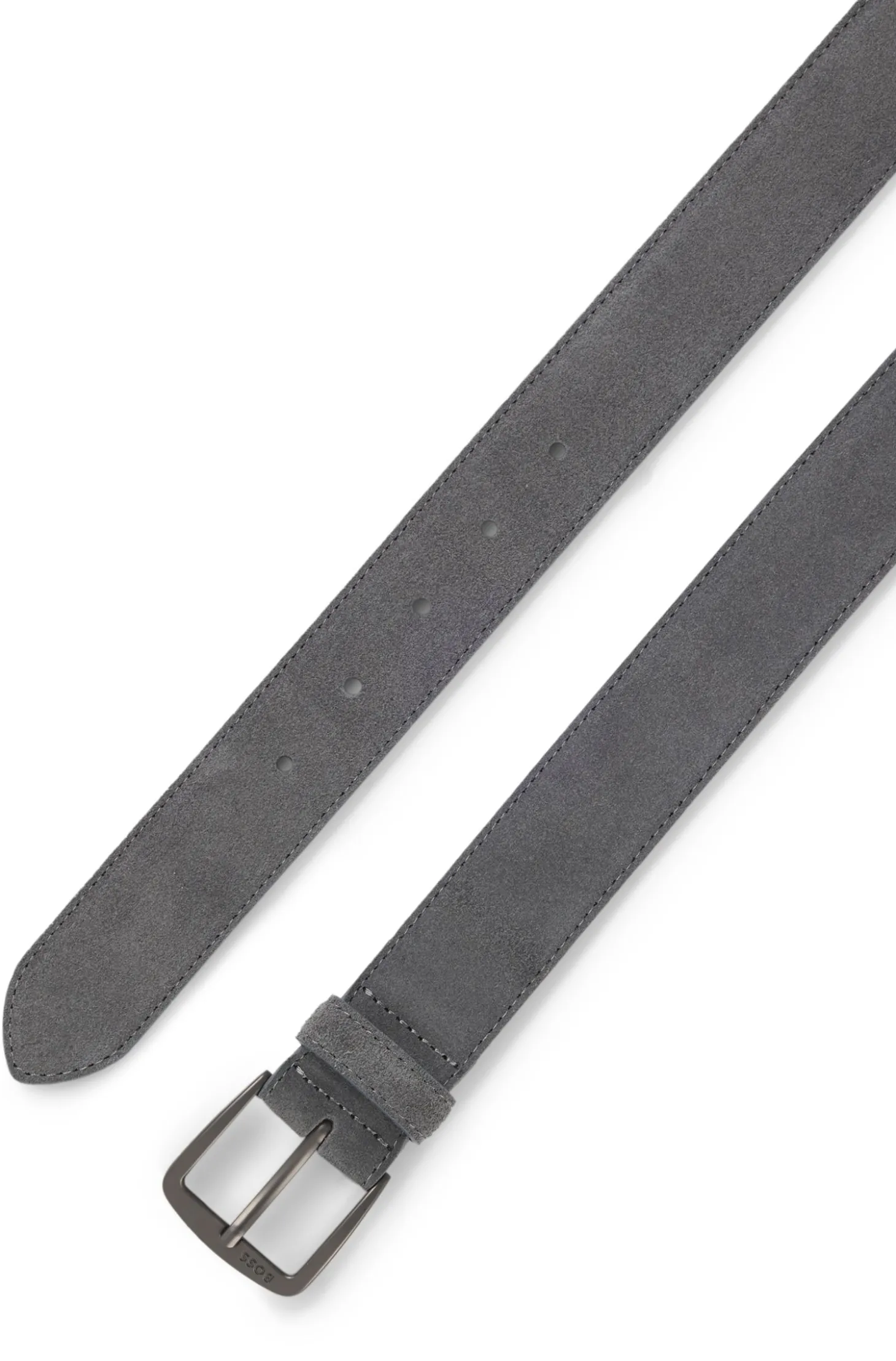 Gürtel aus italienischem Veloursleder mit Schließe in Gunmetal