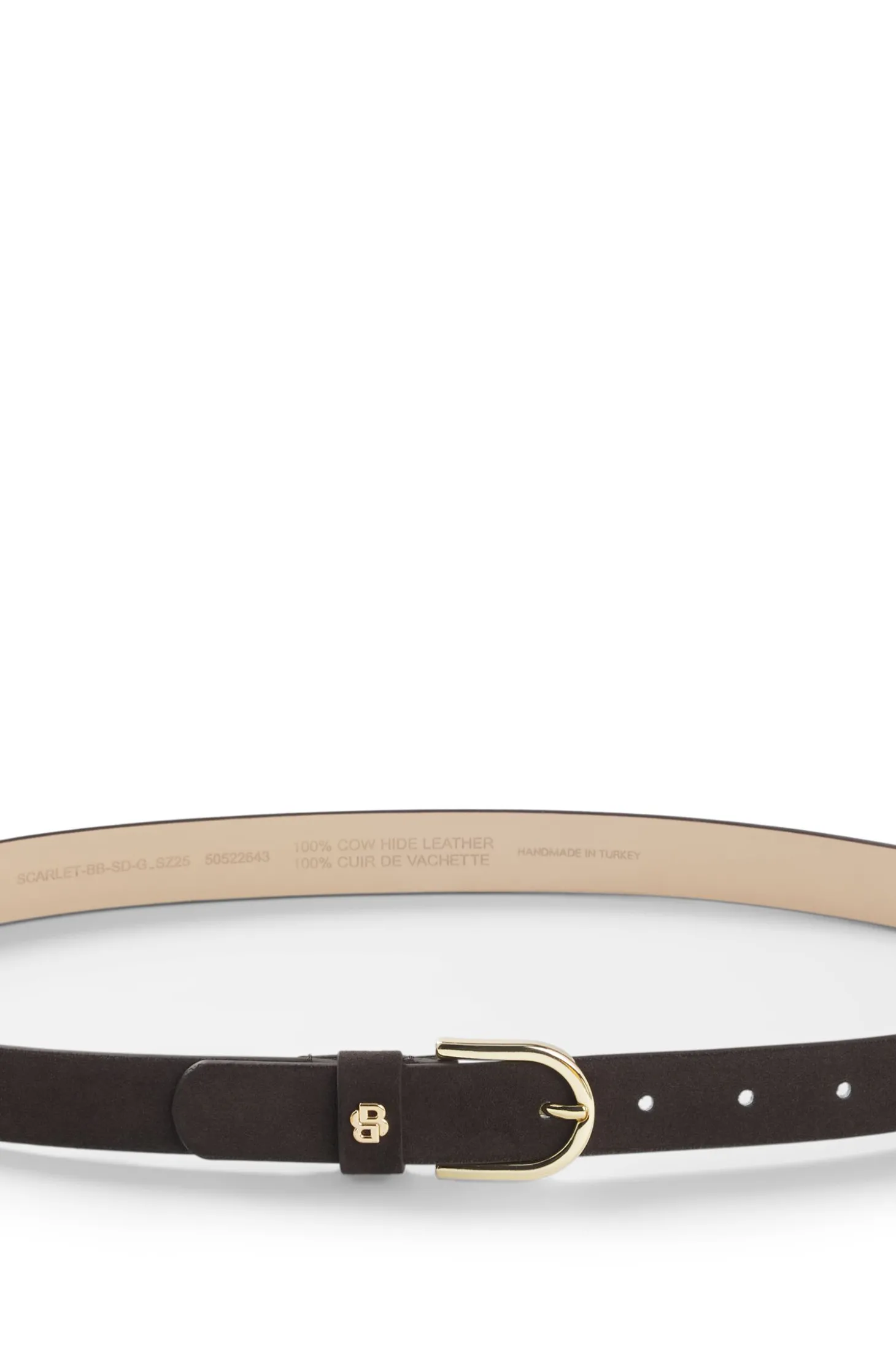 Gürtel aus Veloursleder mit goldfarbenem Double-B-Monogramm