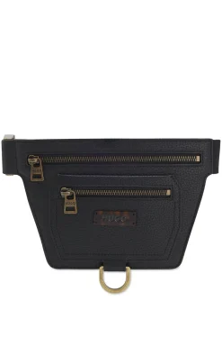 Gürteltasche mit Narbung und Hardware im Antik-Gold-Effekt