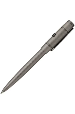 Gunmetalfarbener Kugelschreiber mit Rautenmuster und Double-B-Detail