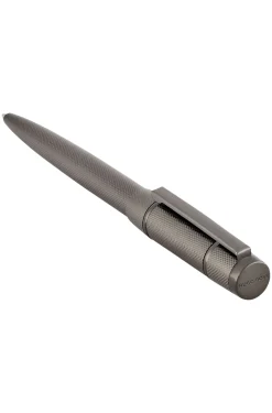 Gunmetalfarbener Kugelschreiber mit Rautenmuster und Double-B-Detail