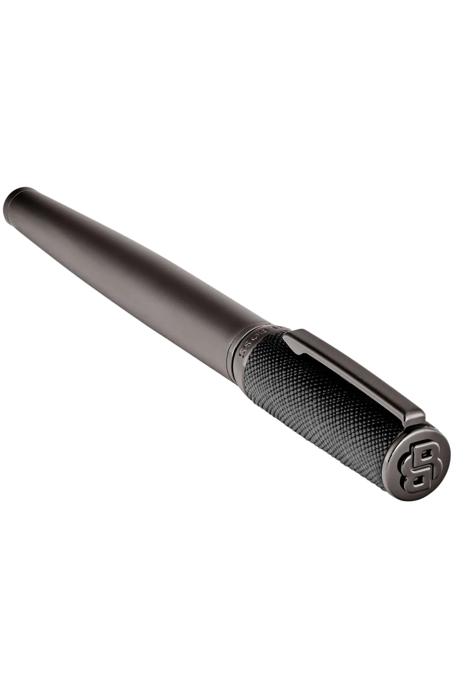 Gunmetal-plattierter Tintenroller mit Cap aus strukturiertem Leder