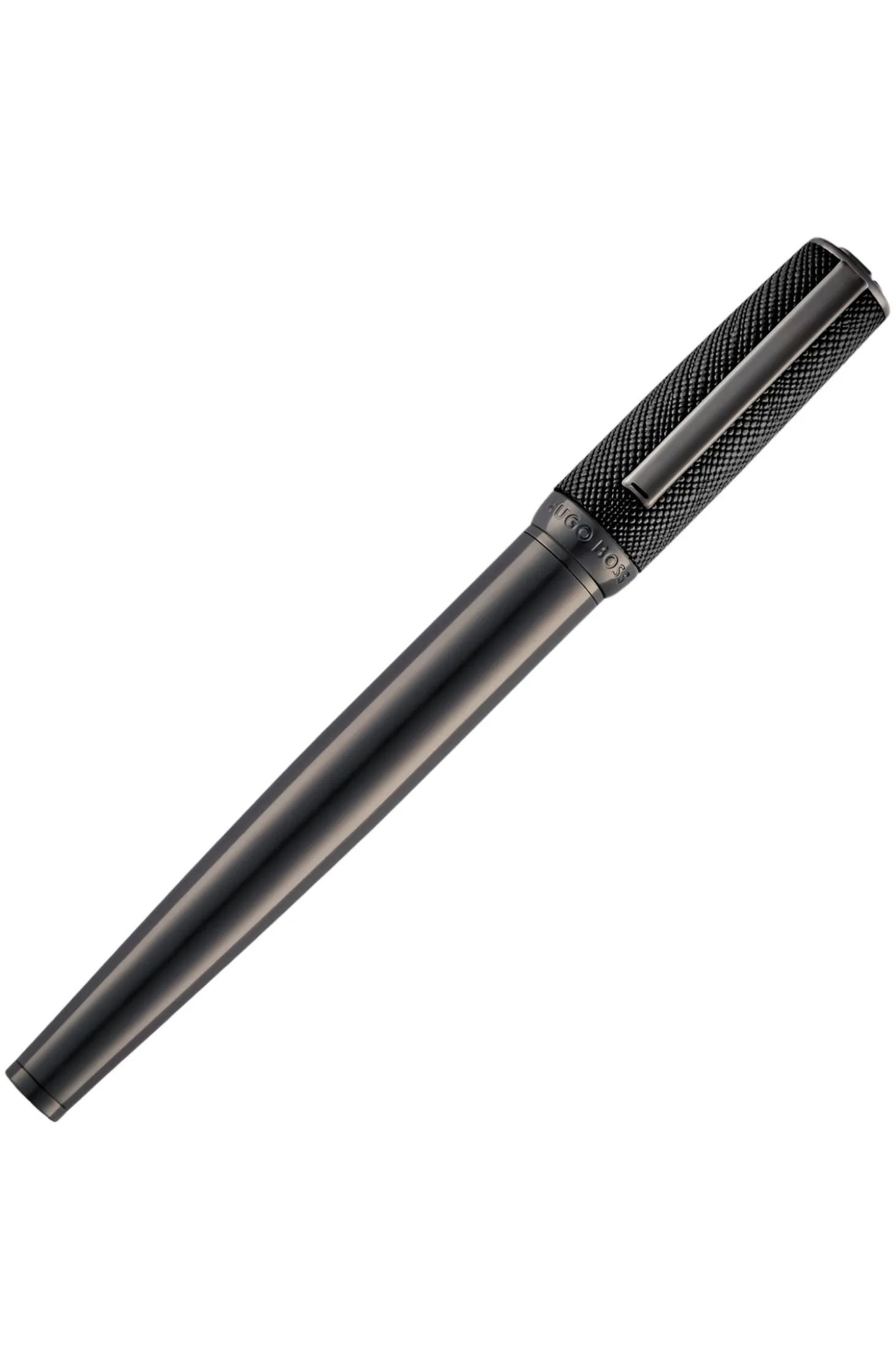 Gunmetal-plattierter Tintenroller mit Cap aus strukturiertem Leder
