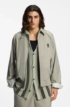 Harrington-Jacke mit Hahnentritt-Muster