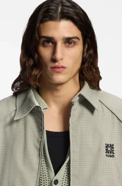 Harrington-Jacke mit Hahnentritt-Muster