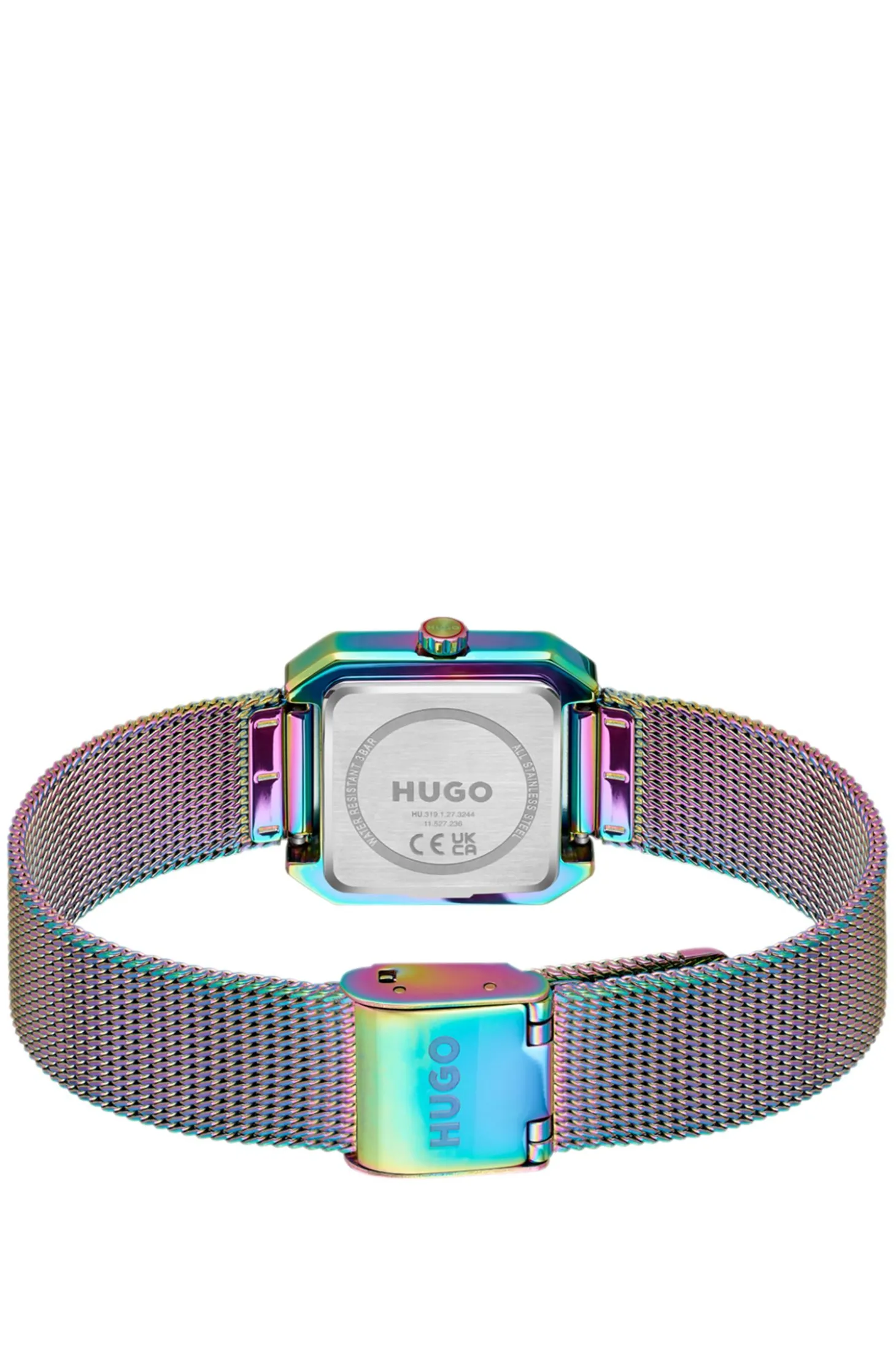 Hazel irisierende quadratische Uhr mit Mesh-Armband