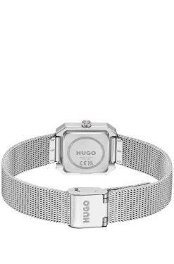 Hazel quadratische Uhr aus Edelstahl mit Mesh-Armband