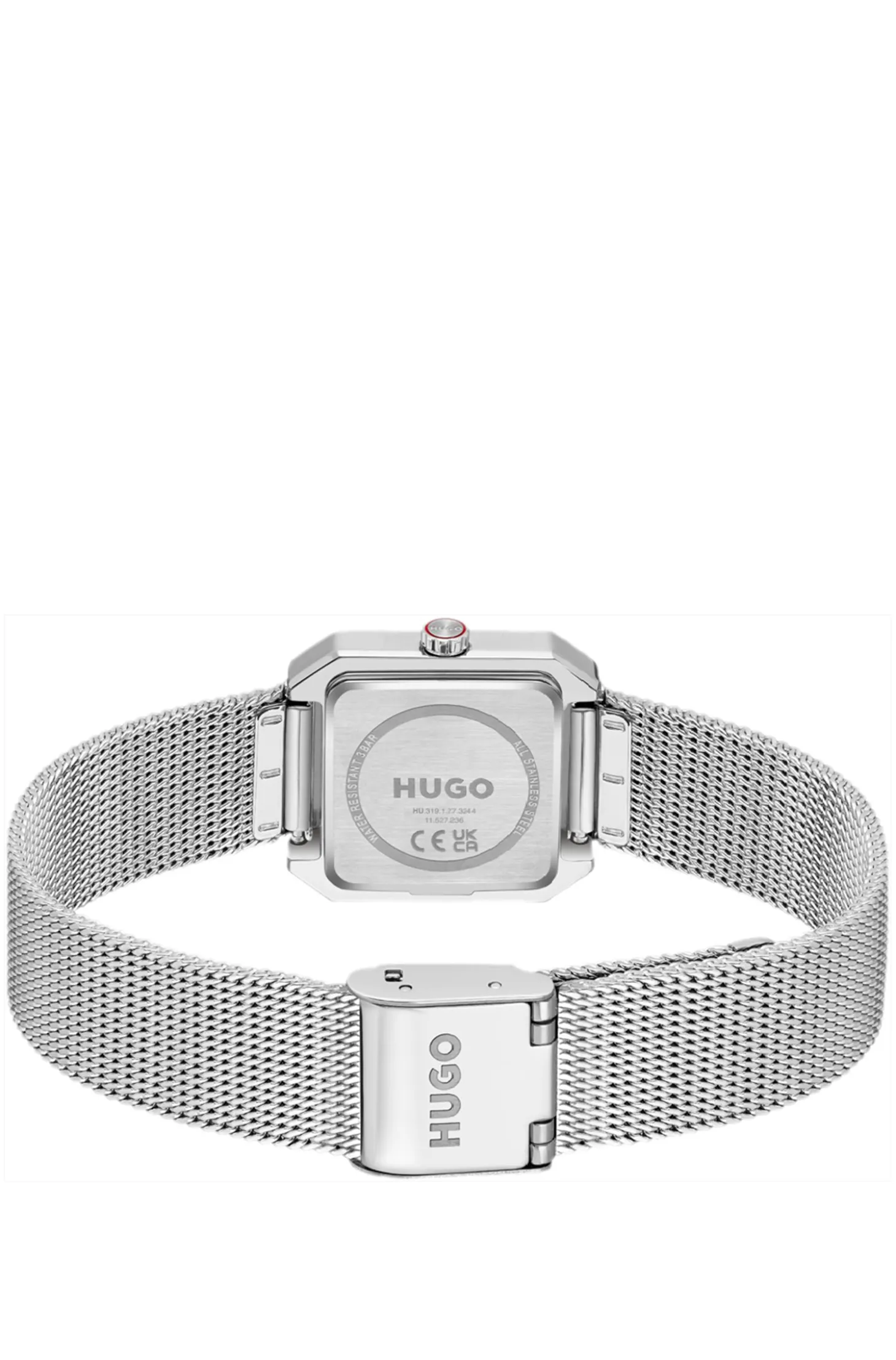 Hazel quadratische Uhr aus Edelstahl mit Mesh-Armband