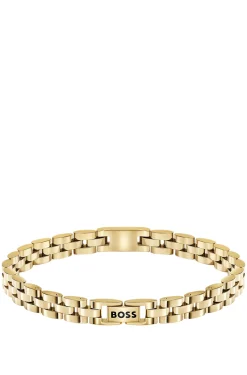 Hellgelbgoldfarbener Armreif mit Logo-Details