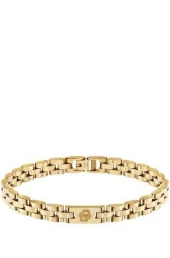 Hellgelbgoldfarbener Armreif mit Logo-Details