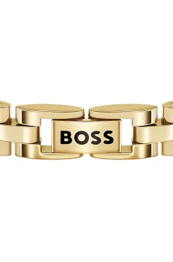 Hellgelbgoldfarbener Armreif mit Logo-Details