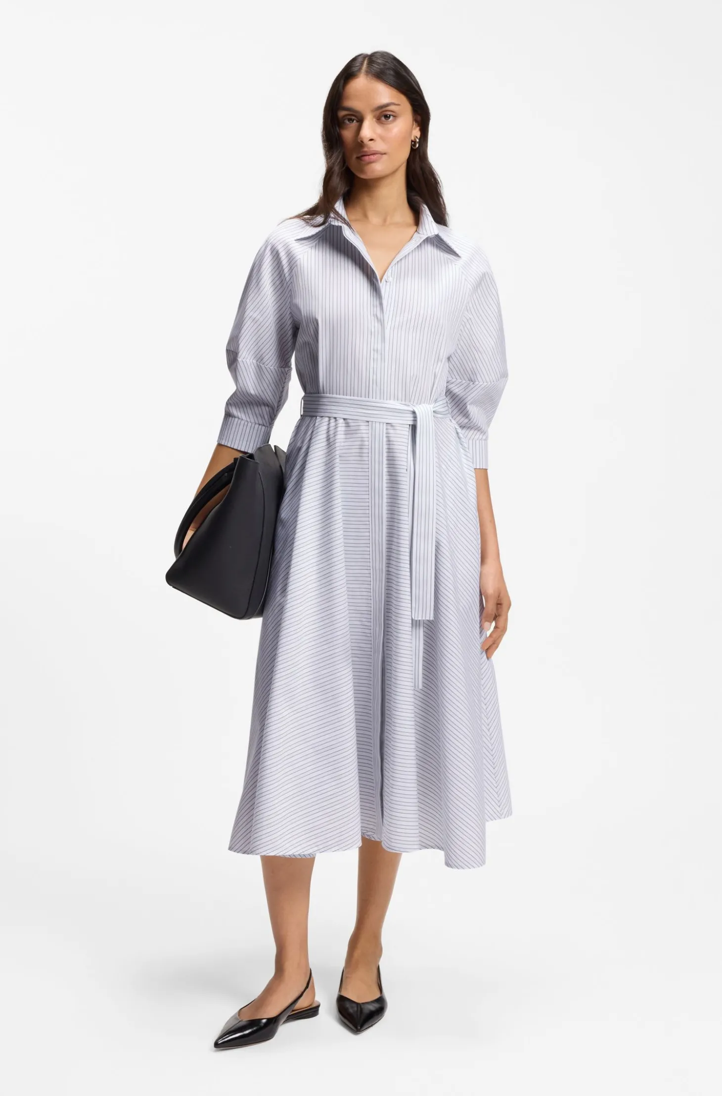 Hemdblusenkleid aus Baumwoll-Popeline mit Streifen-Muster