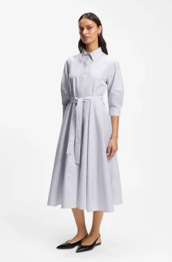 Hemdblusenkleid aus Baumwoll-Popeline mit Streifen-Muster