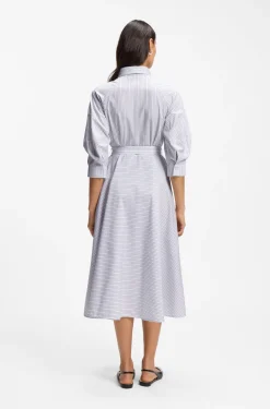 Hemdblusenkleid aus Baumwoll-Popeline mit Streifen-Muster