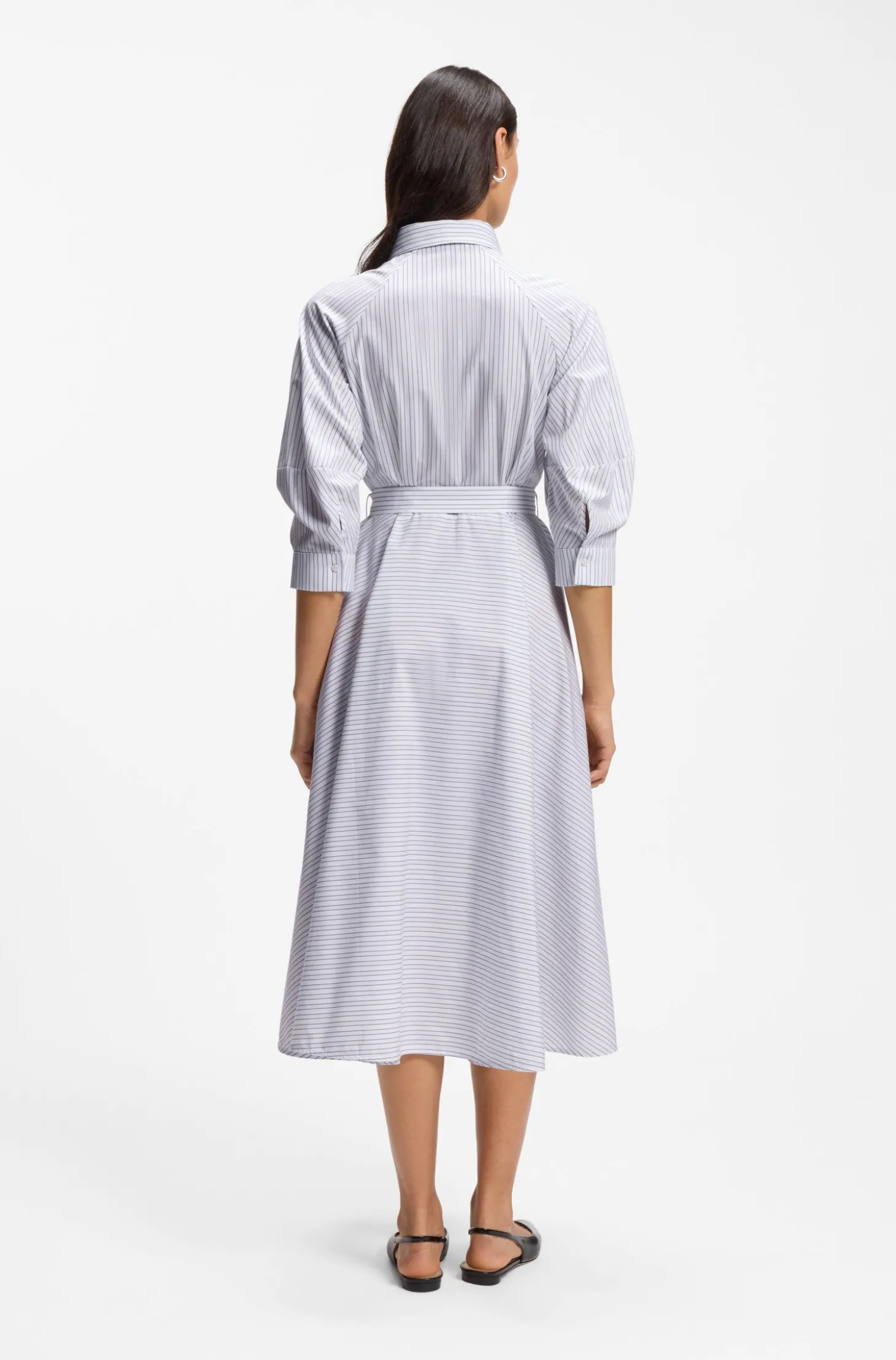 Hemdblusenkleid aus Baumwoll-Popeline mit Streifen-Muster