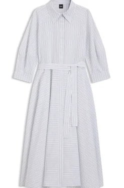 Hemdblusenkleid aus Baumwoll-Popeline mit Streifen-Muster