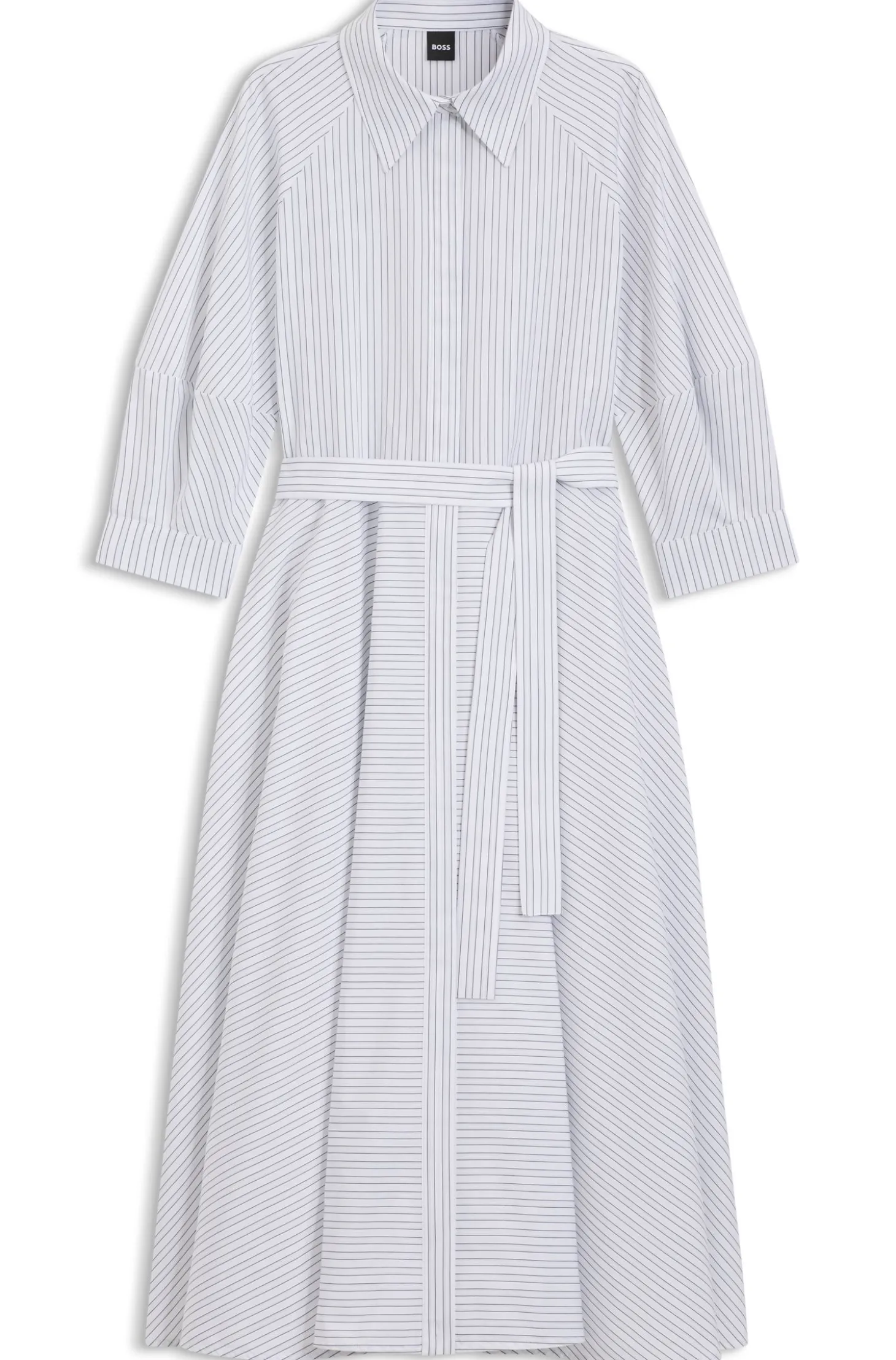 Hemdblusenkleid aus Baumwoll-Popeline mit Streifen-Muster