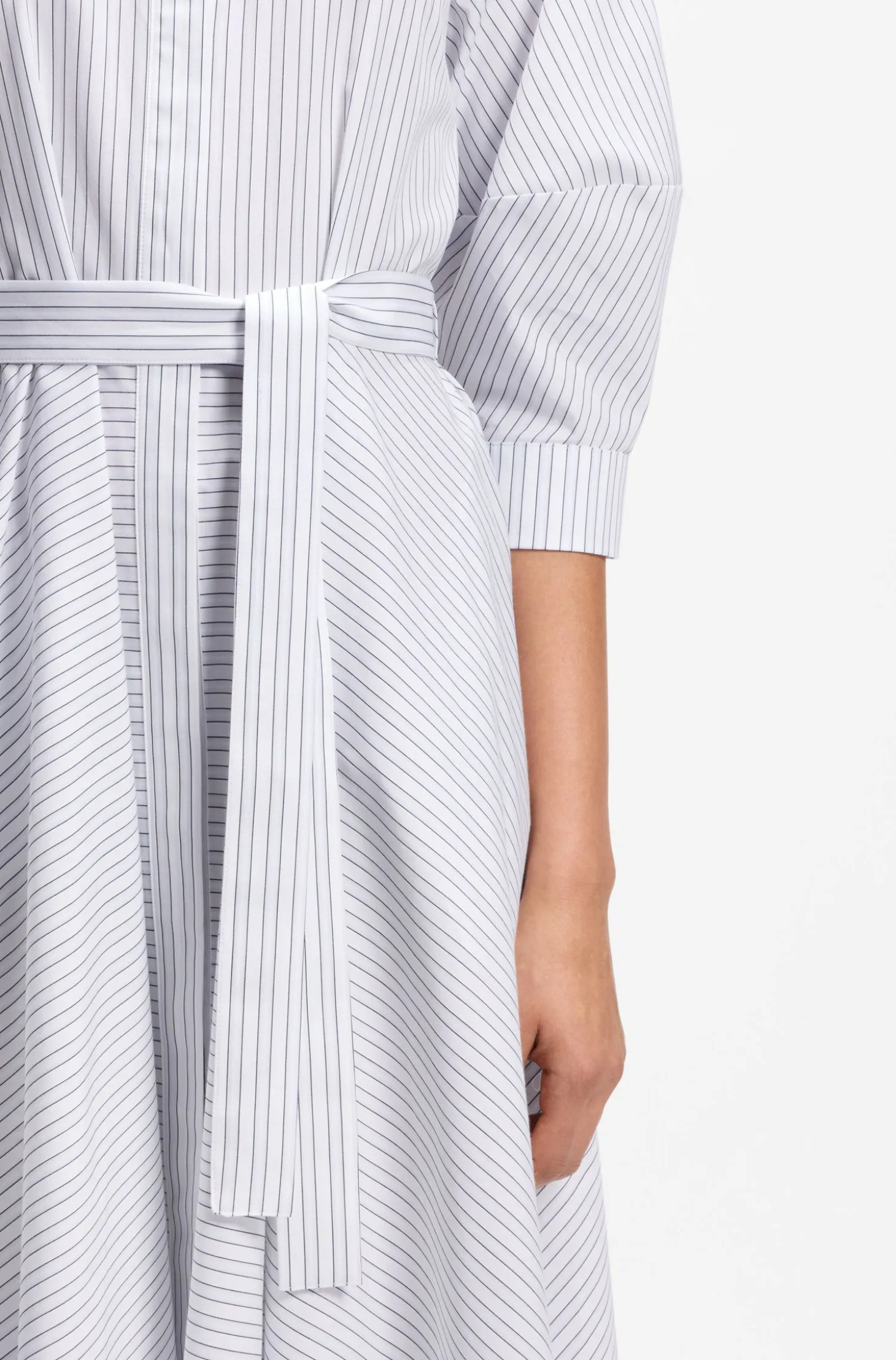 Hemdblusenkleid aus Baumwoll-Popeline mit Streifen-Muster