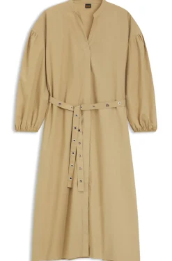 Hemdblusenkleid aus Baumwoll-Popeline mit Ösen-Gürtel