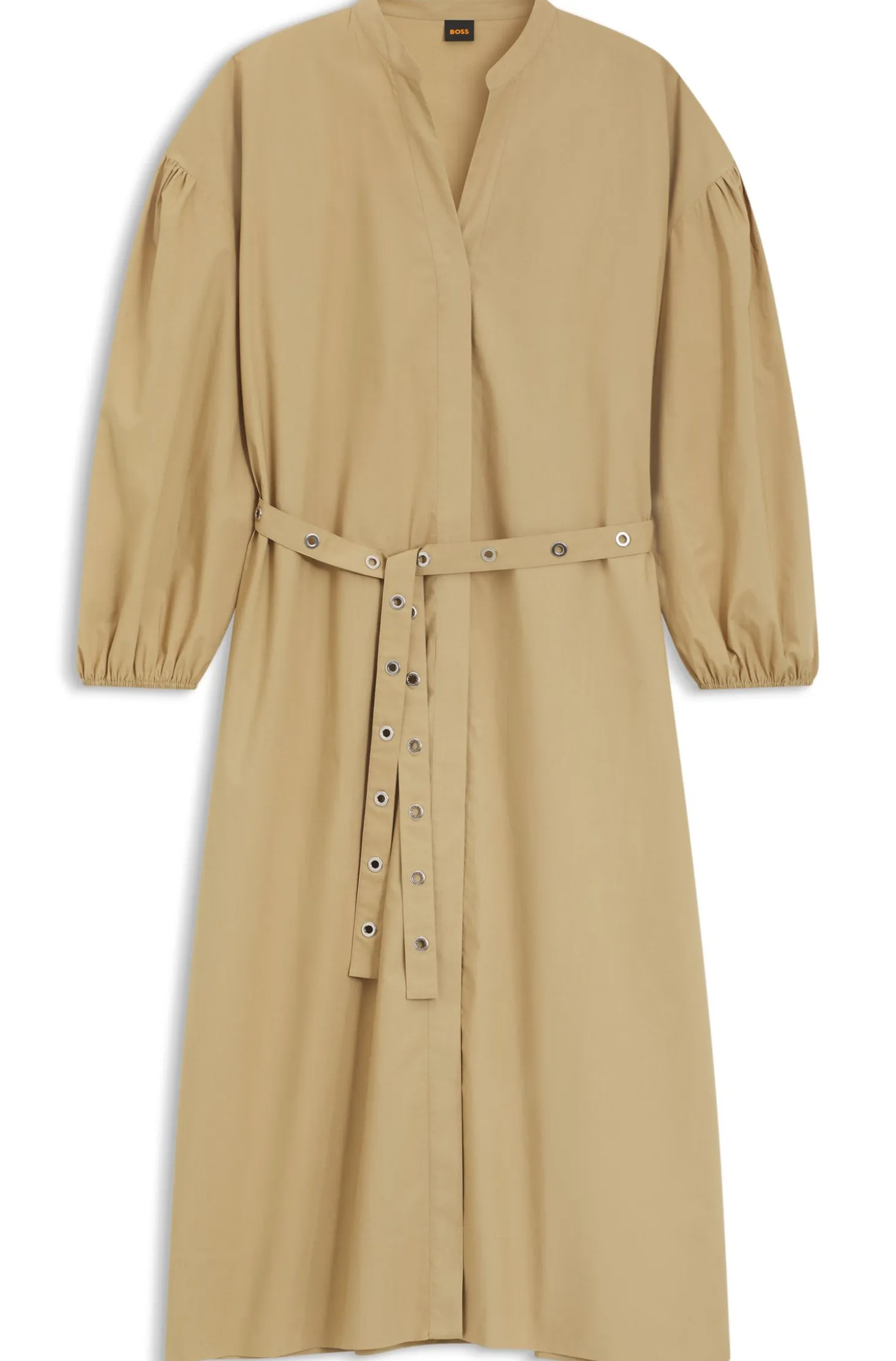 Hemdblusenkleid aus Baumwoll-Popeline mit Ösen-Gürtel