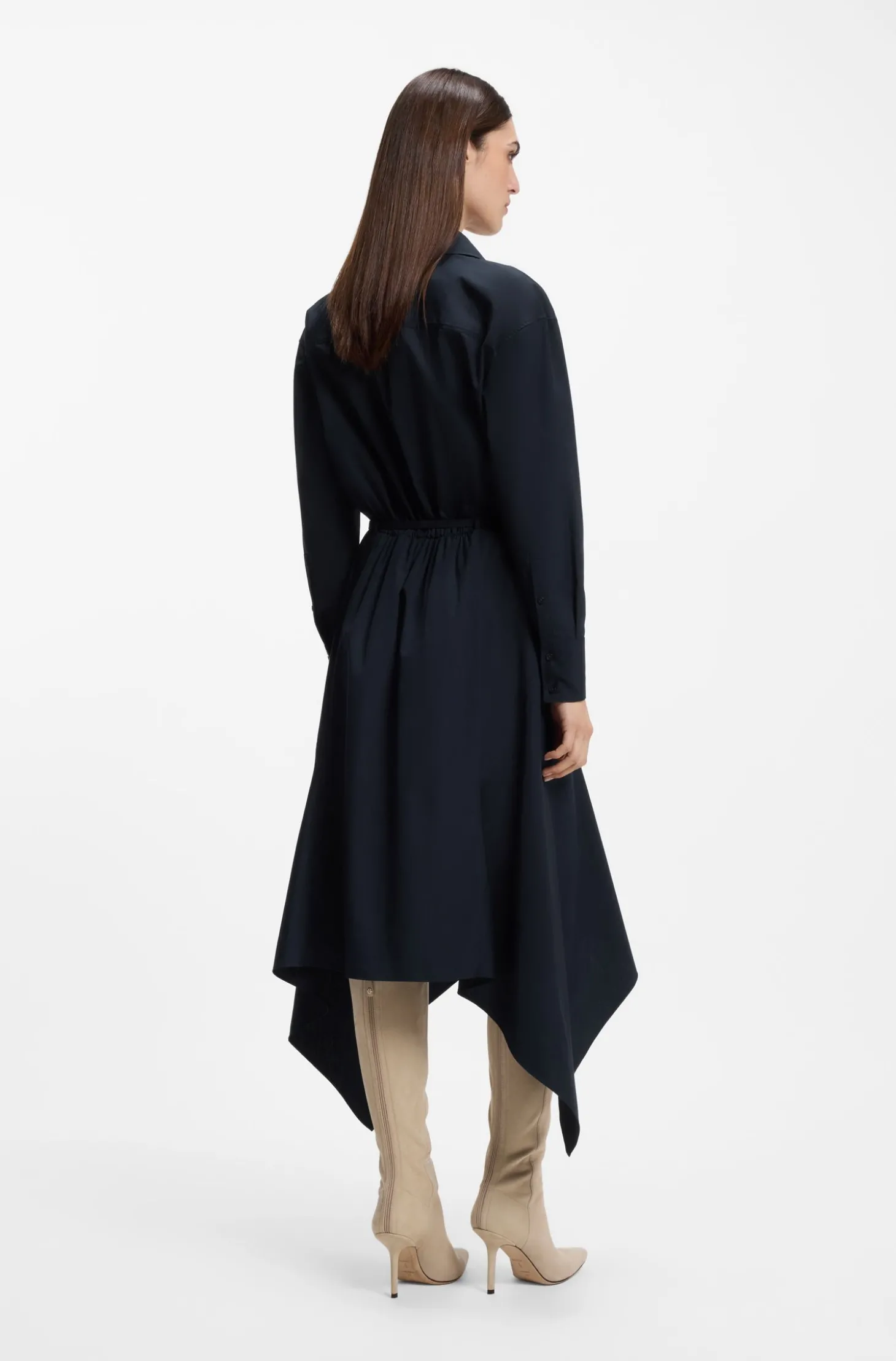 Hemdblusenkleid aus Baumwoll-Popeline mit Gürtel