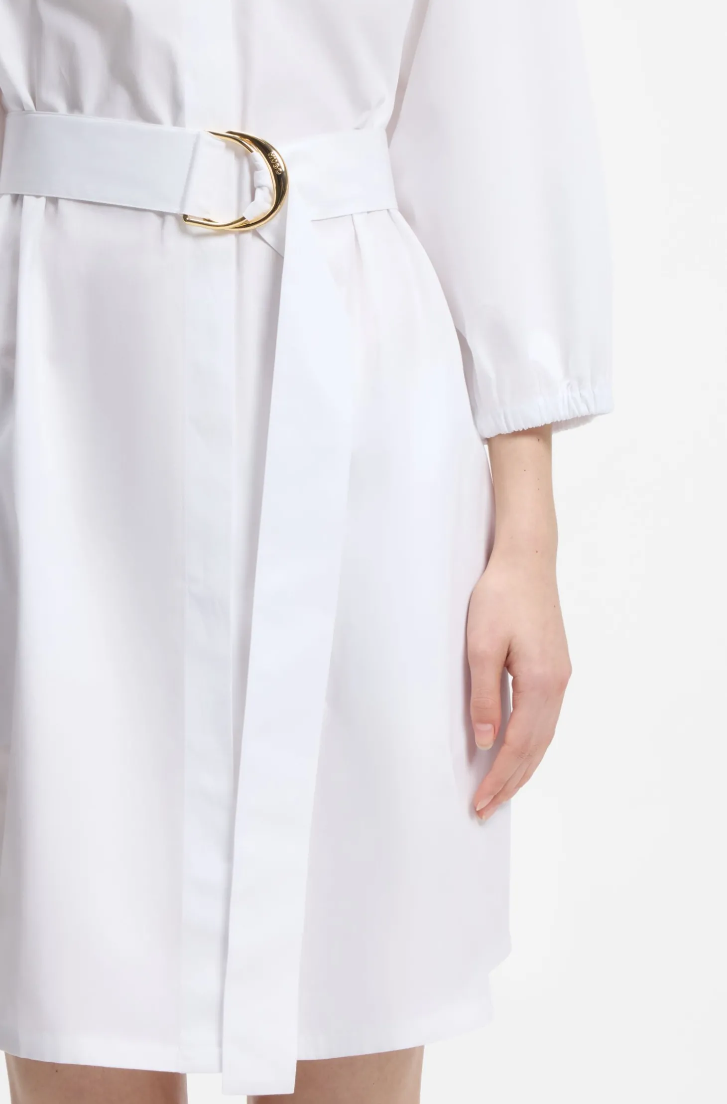 Hemdblusenkleid aus Baumwoll-Popeline mit Gürtel mit Schließe