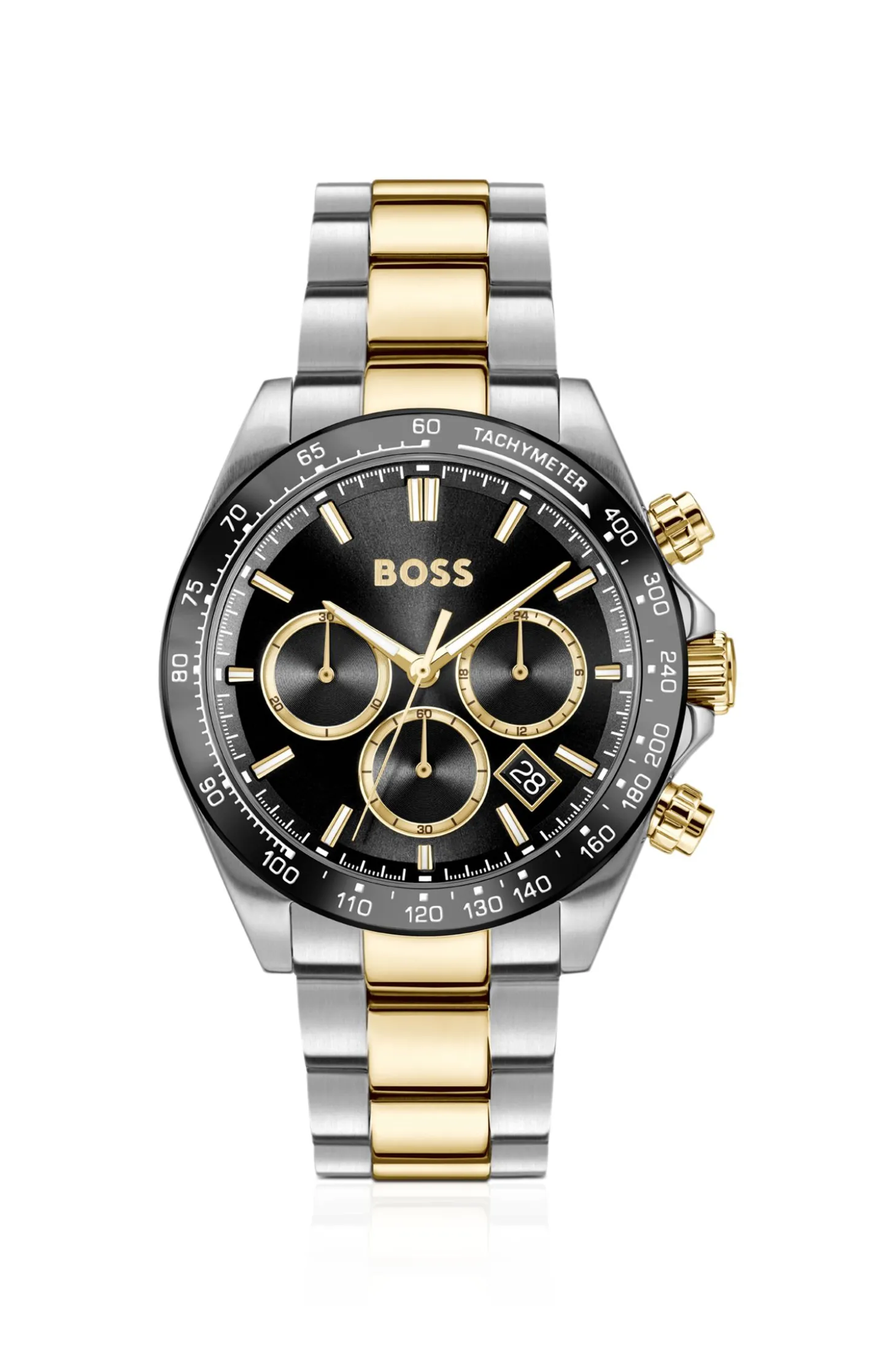 HERO 2.0 Chronograph mit schwarzem Zifferblatt und zweifarbigem Armband