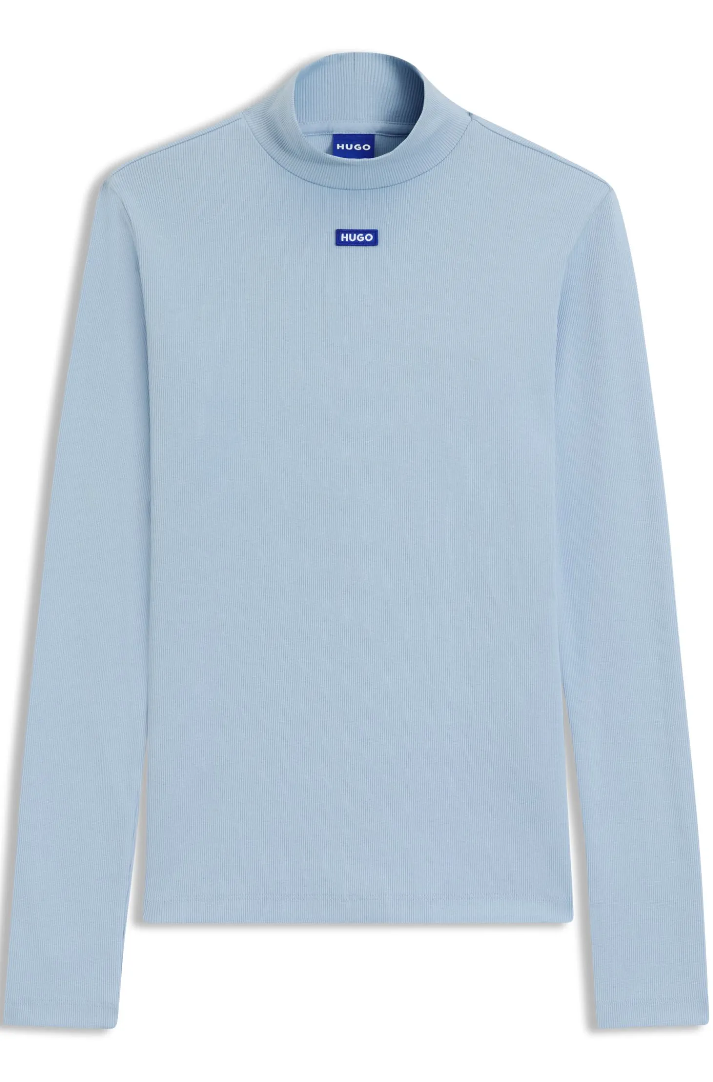 Hochgeschlossenes Top aus Stretch-Baumwolle mit Logo-Badge