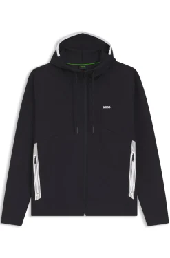 Hoodie aus Baumwoll-Mix mit Reißverschluss und Kontrast-Details