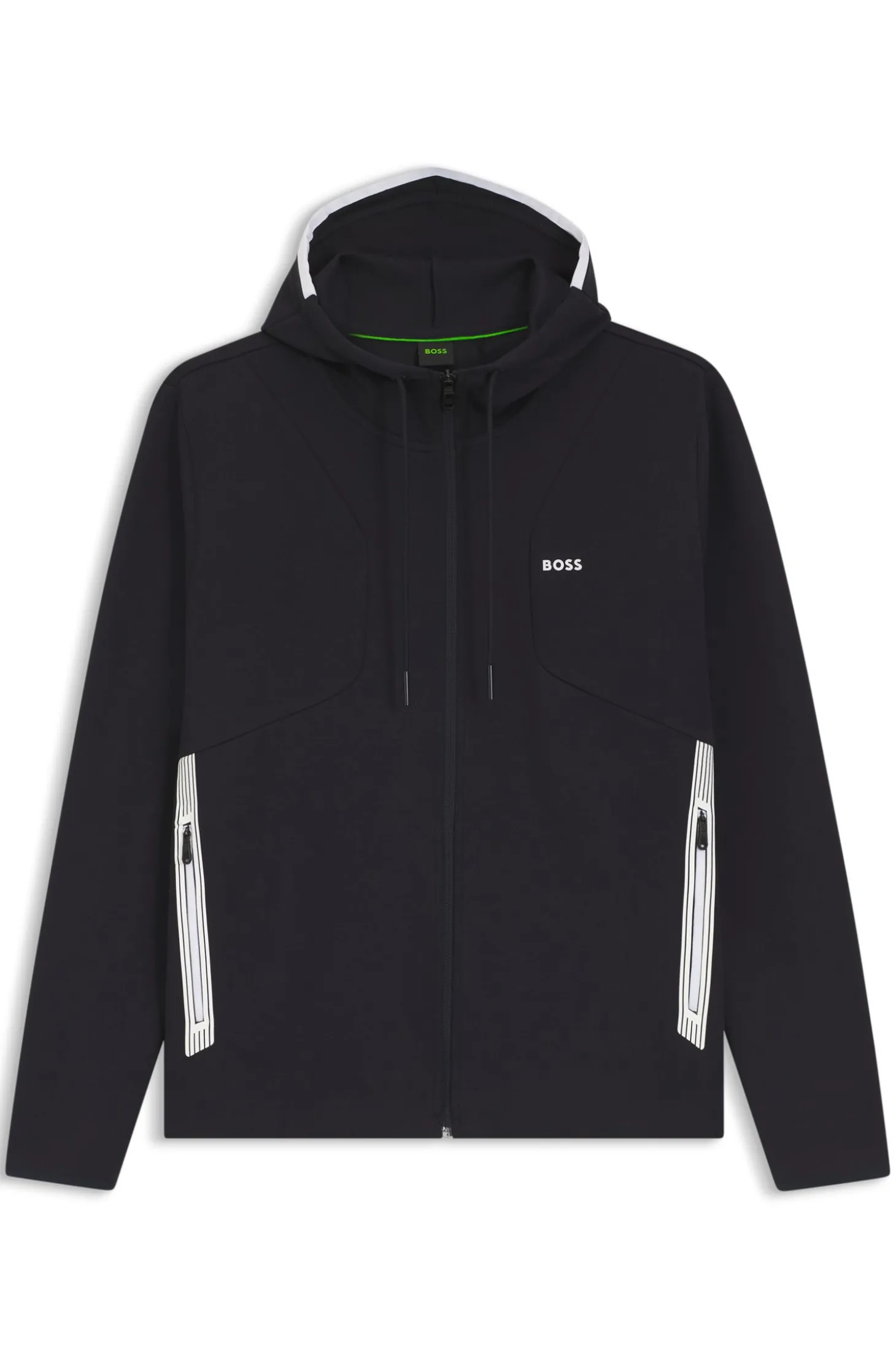 Hoodie aus Baumwoll-Mix mit Reißverschluss und Kontrast-Details