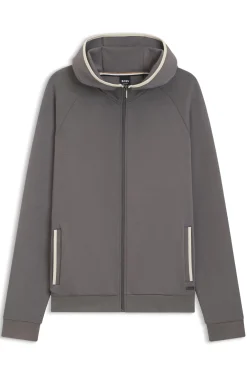 Hoodie aus Baumwoll-Mix mit Reißverschluss und Kontrast-Einfassung