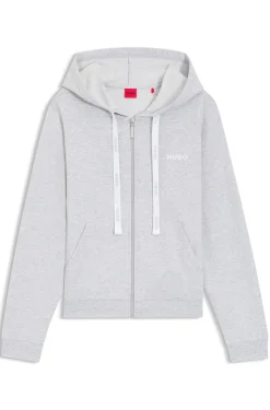 Hoodie aus Baumwoll-Mix mit Reißverschluss und Logo-Detail