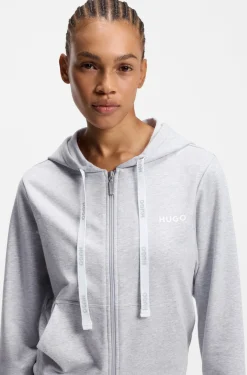 Hoodie aus Baumwoll-Mix mit Reißverschluss und Logo-Detail