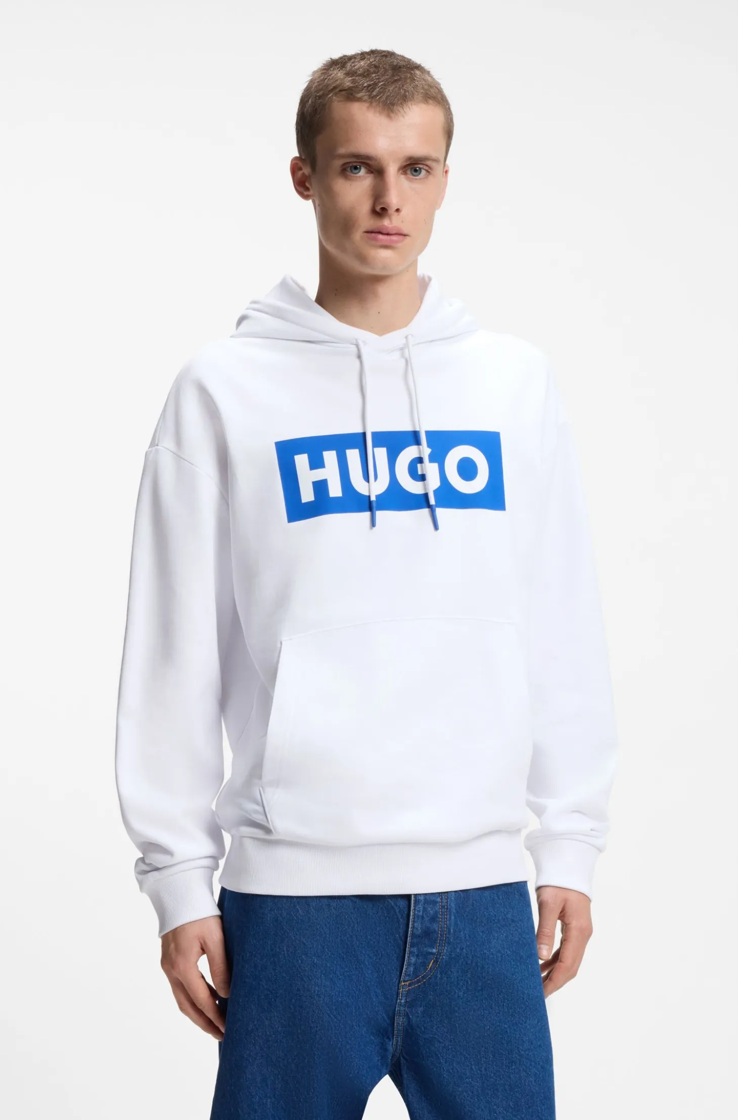 Hoodie aus Baumwoll-Terry mit rechteckigem Logo-Print