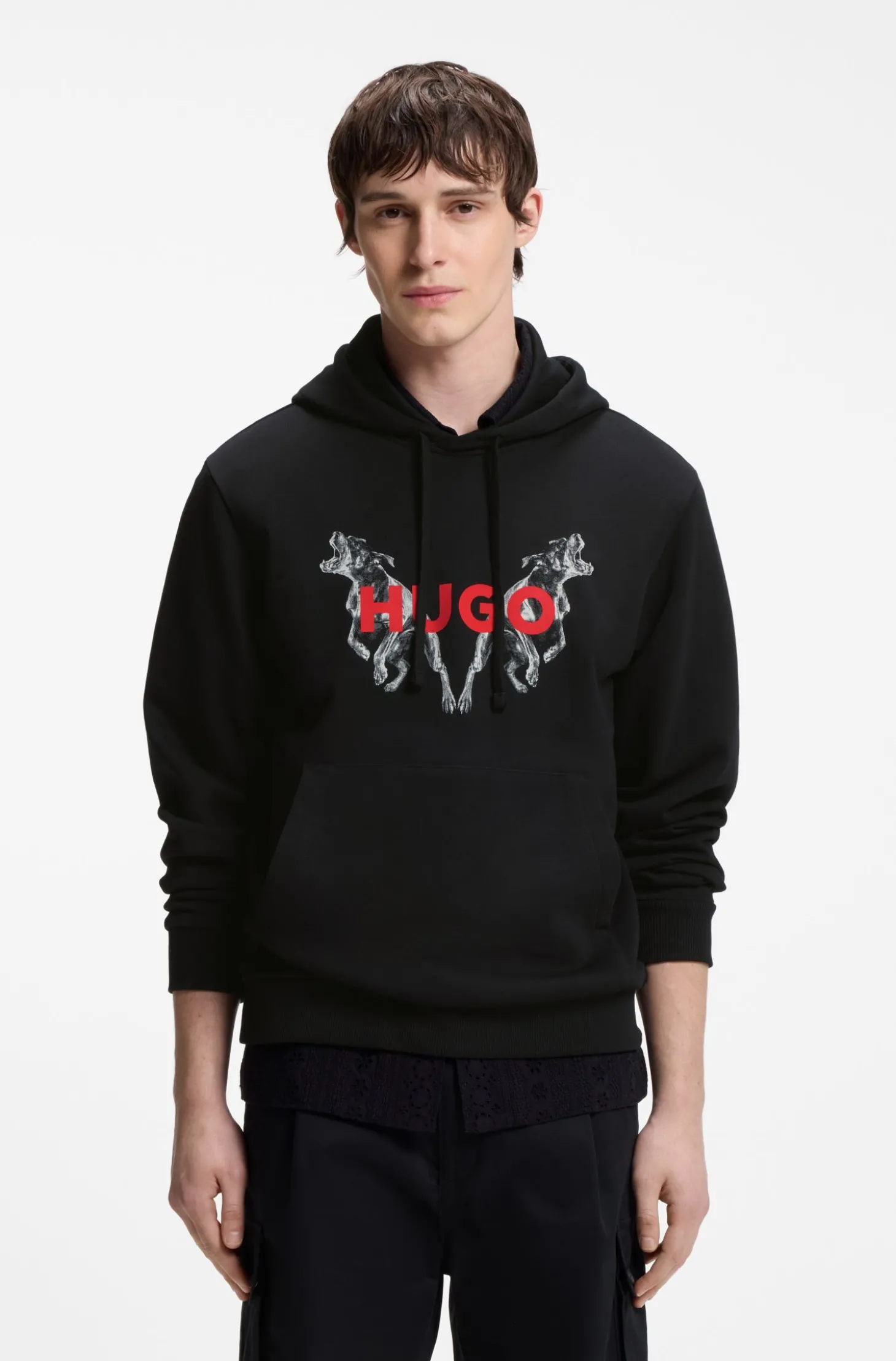 Hoodie aus Baumwoll-Terry mit Grafik-Prints von Tieren