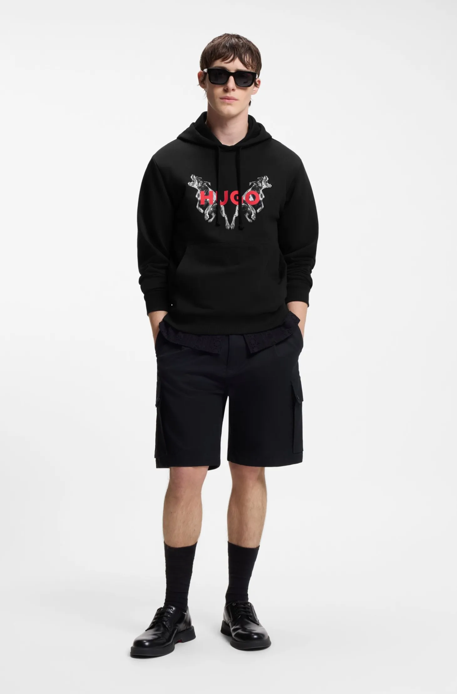 Hoodie aus Baumwoll-Terry mit Grafik-Prints von Tieren