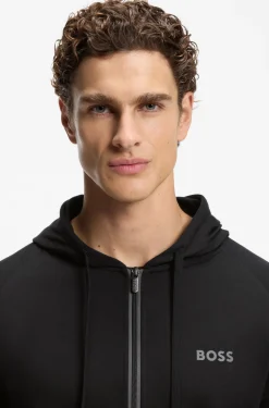 Hoodie aus Baumwoll-Terry mit kontrastfarbenem Reißverschluss