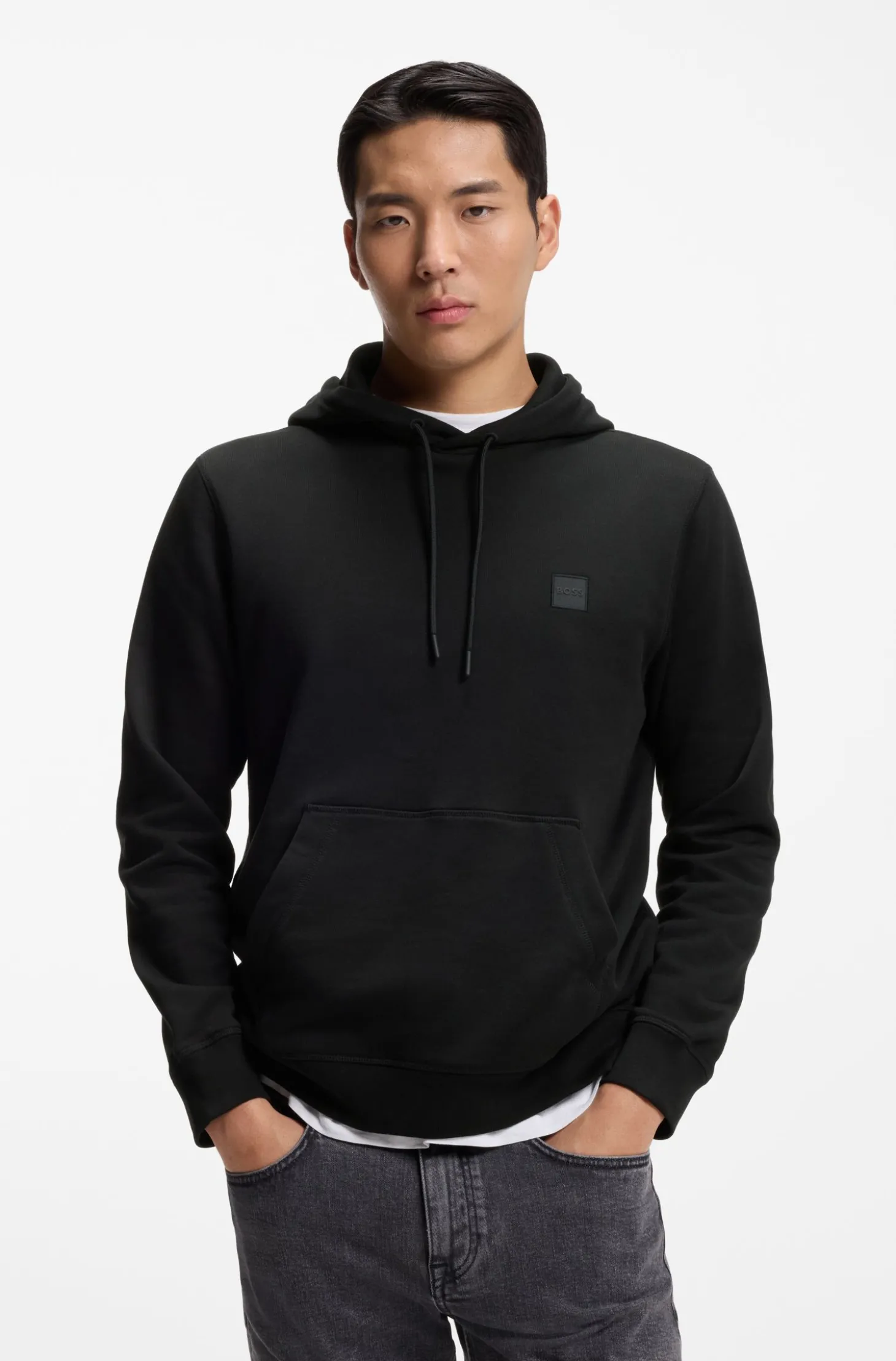 Hoodie aus Baumwoll-Terry mit Logo-Aufnäher