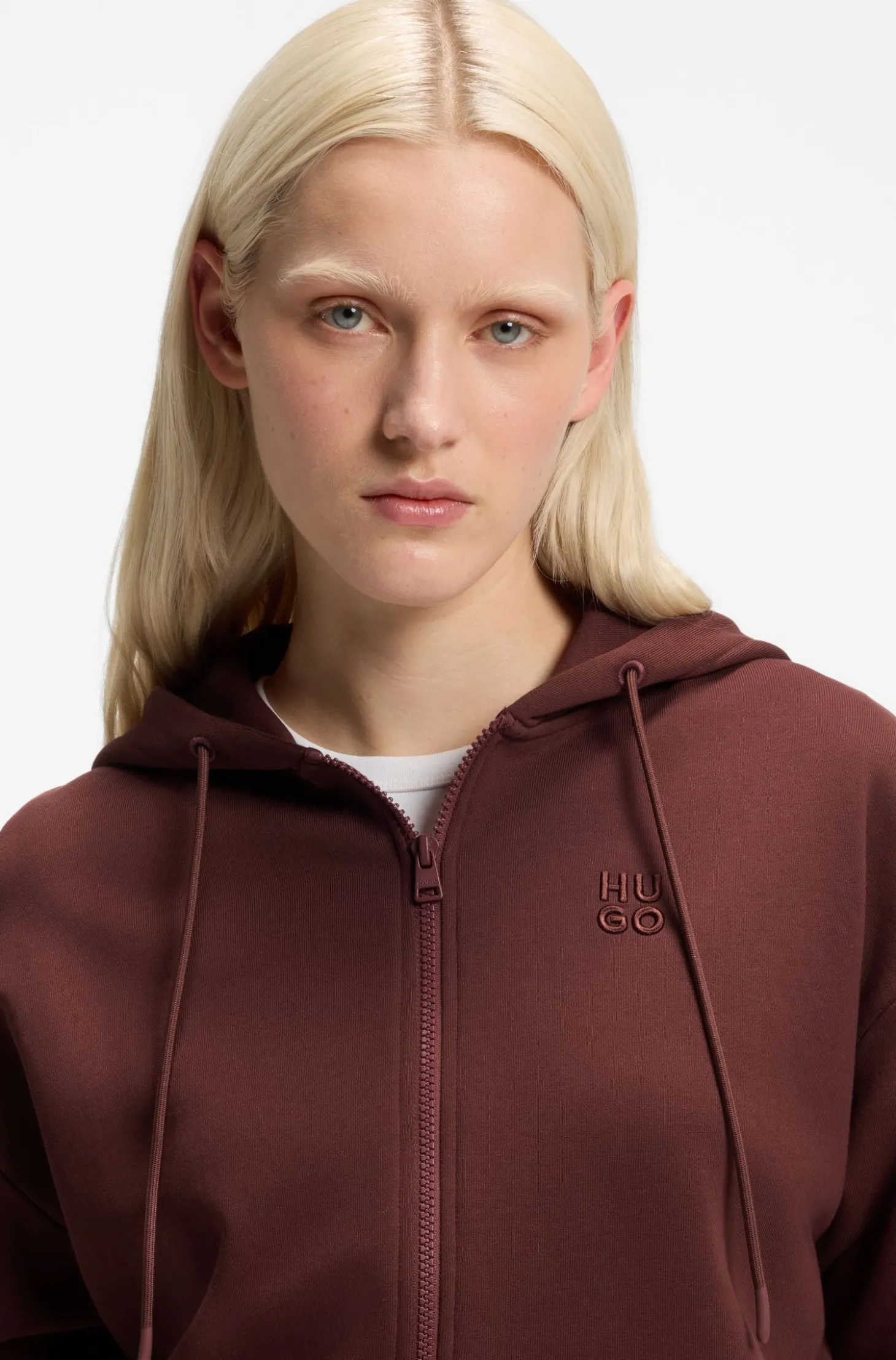 Hoodie aus Baumwoll-Terry mit Reißverschluss und Logo-Stickerei