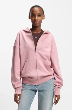 Hoodie aus Baumwoll-Terry mit Reißverschluss und Logo-Prägungen