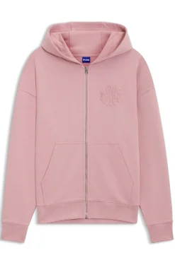 Hoodie aus Baumwoll-Terry mit Reißverschluss und Logo-Prägungen