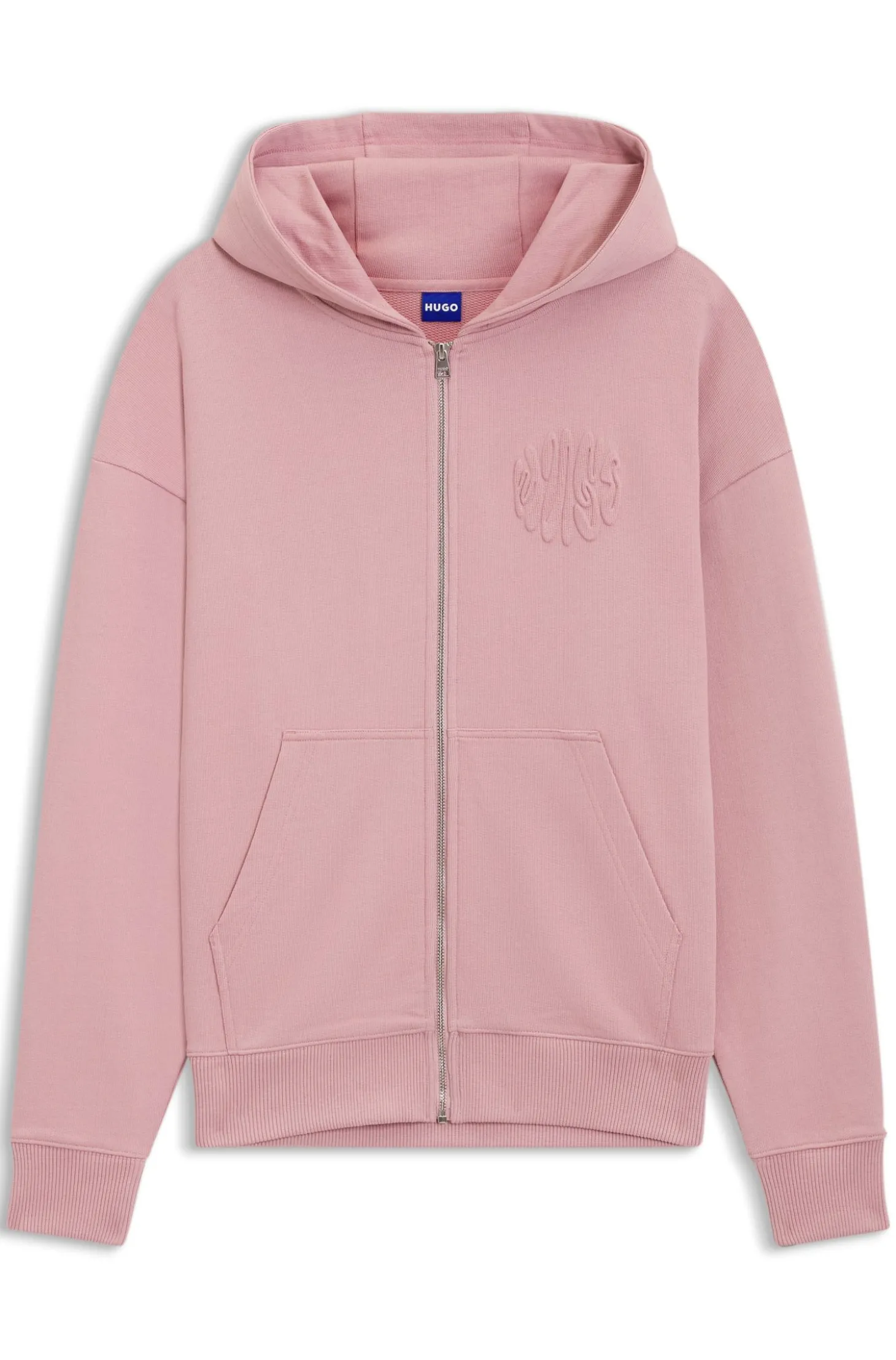 Hoodie aus Baumwoll-Terry mit Reißverschluss und Logo-Prägungen