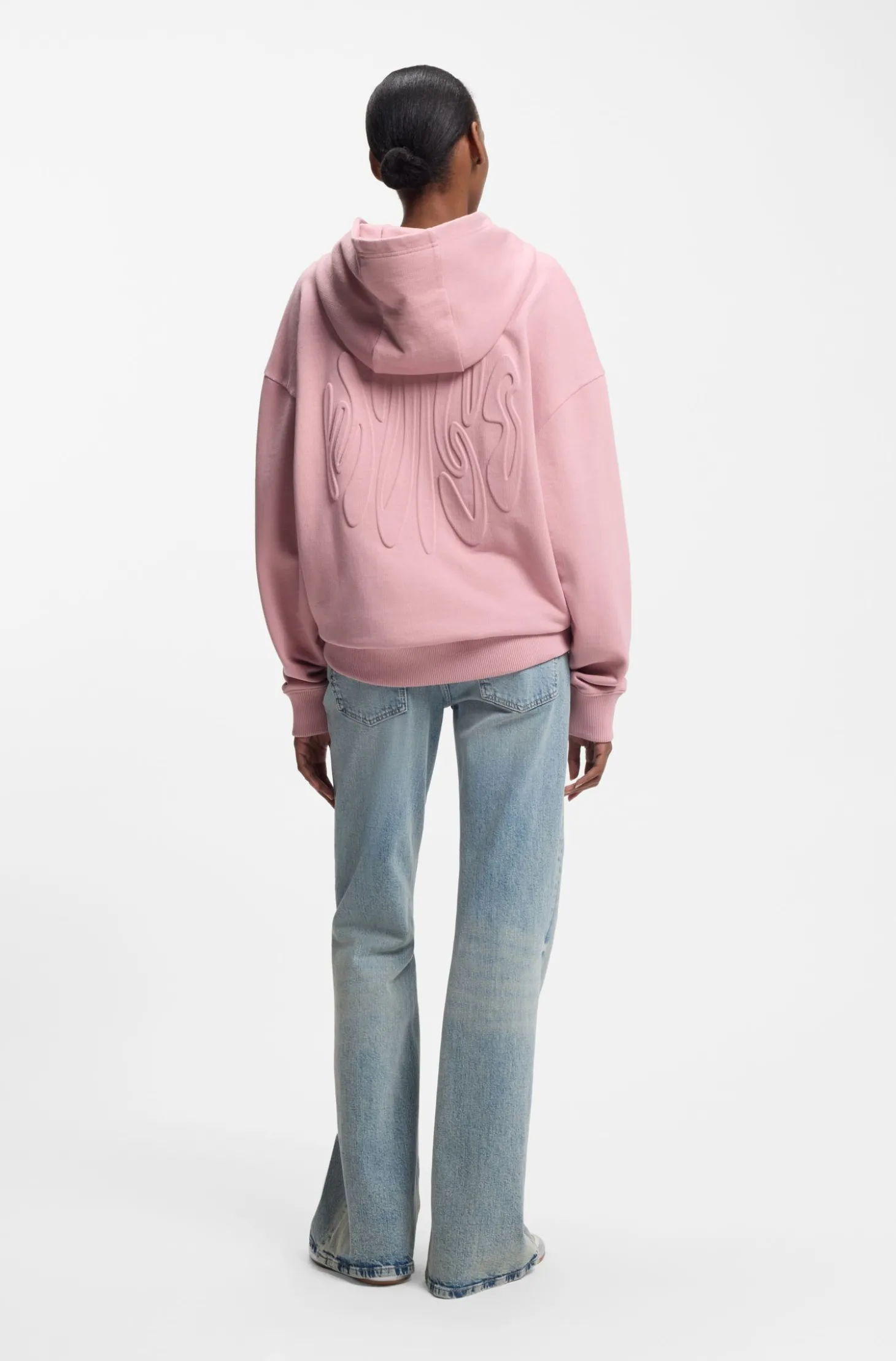 Hoodie aus Baumwoll-Terry mit Reißverschluss und Logo-Prägungen