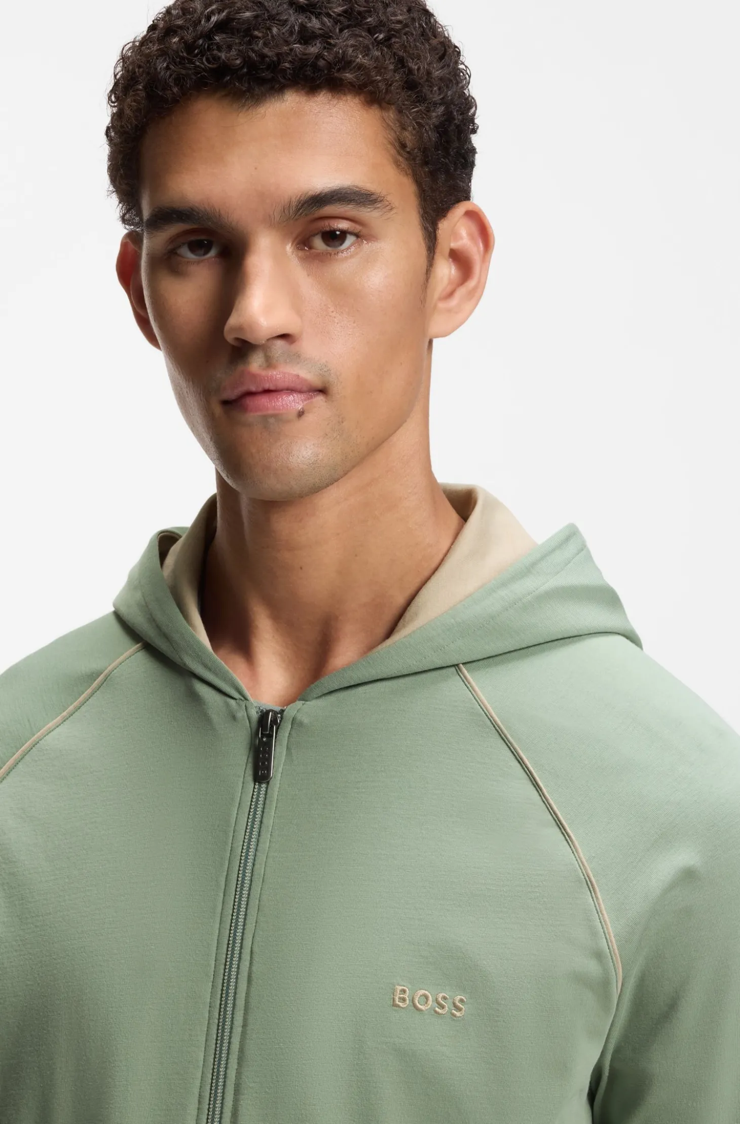Hoodie aus Stretch-Baumwolle mit Reißverschluss