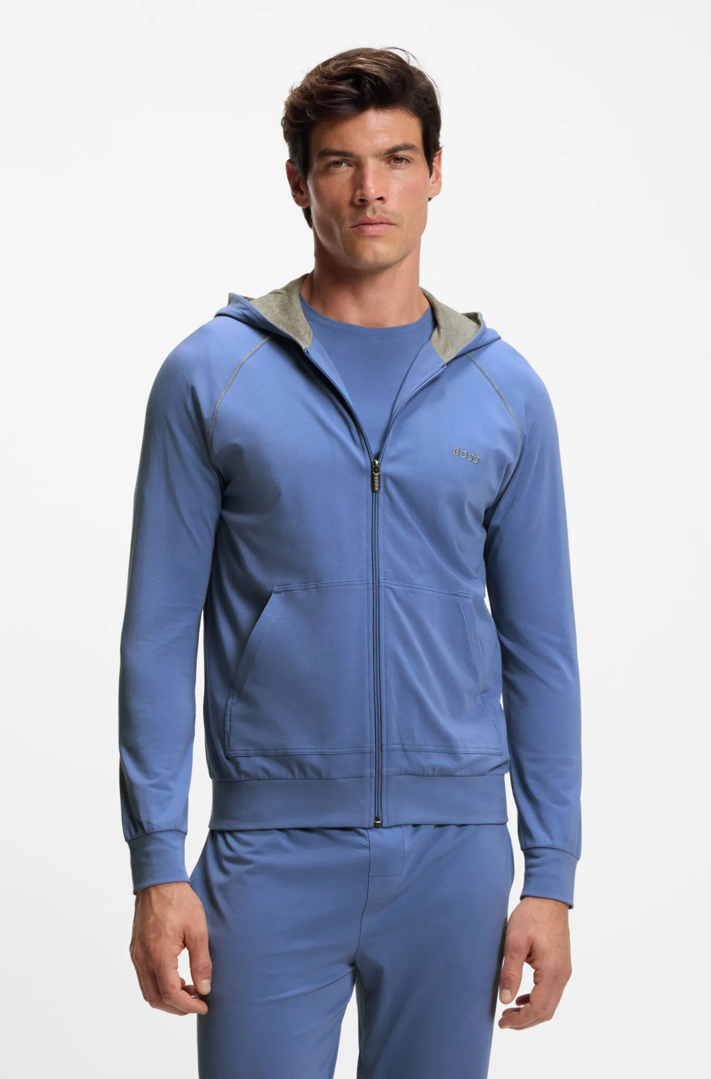 Hoodie aus Stretch-Baumwolle mit Reißverschluss