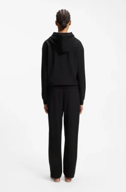 Hoodie aus Stretch-Jersey mit rotem Logo-Label