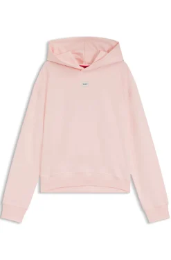 Hoodie aus Stretch-Jersey mit rotem Logo-Label