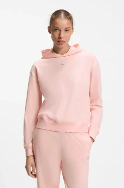 Hoodie aus Stretch-Jersey mit rotem Logo-Label
