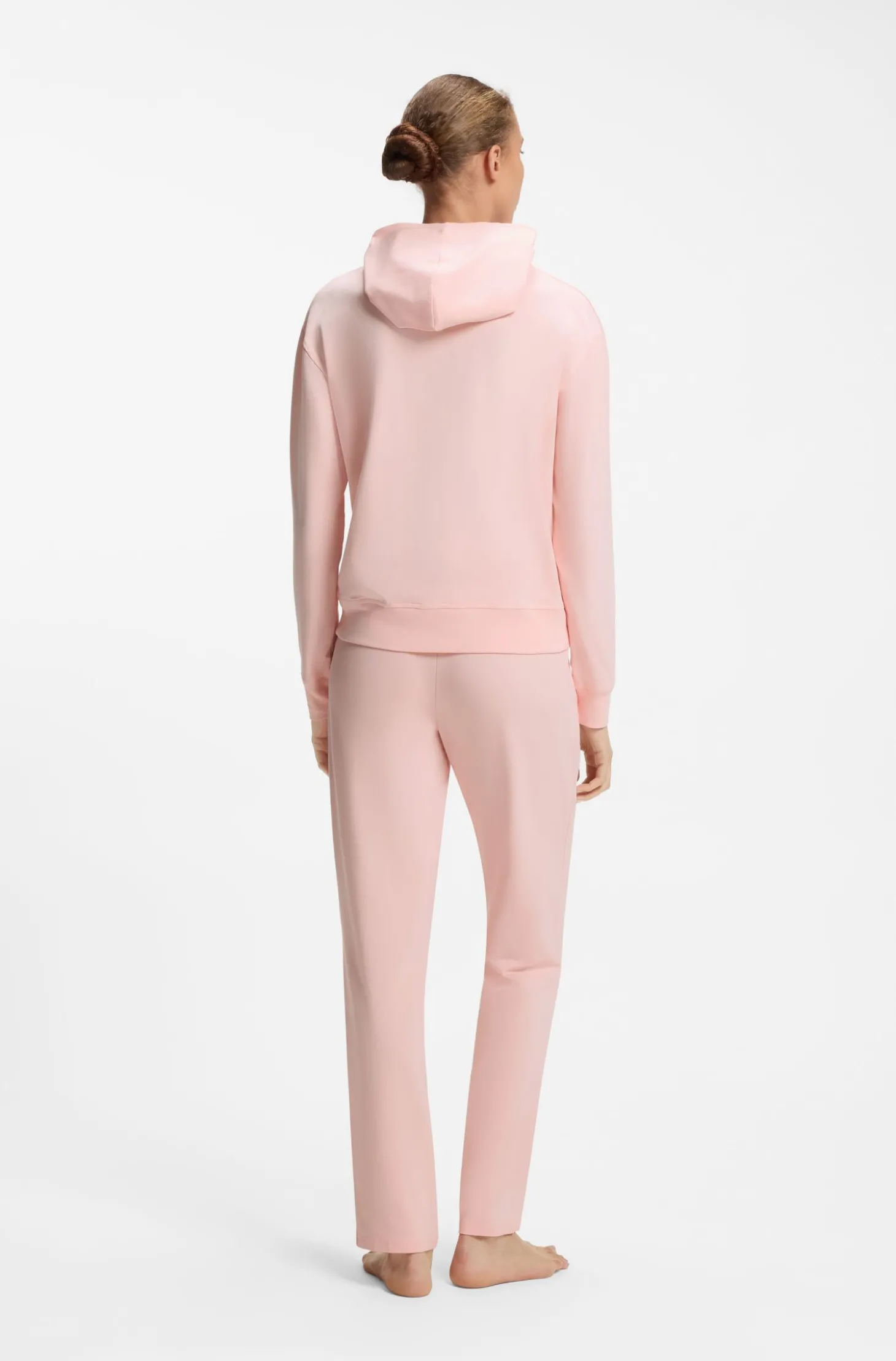 Hoodie aus Stretch-Jersey mit rotem Logo-Label