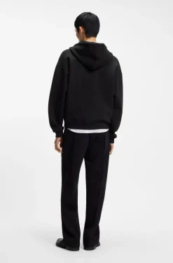 Hoodie aus strukturiertem Baumwoll-Mix mit Reißverschluss am Kragen